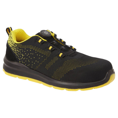 Portwest FT08 SCARPA SPORTIVA CON LACCI DI SICUREZZA TRAINER KNIT S1P, Nero/Giallo Portwest FT08 SCARPA SPORTIVA CON LACCI DI SICUREZZA TRAINER KNIT S1P, Nero/Giallo