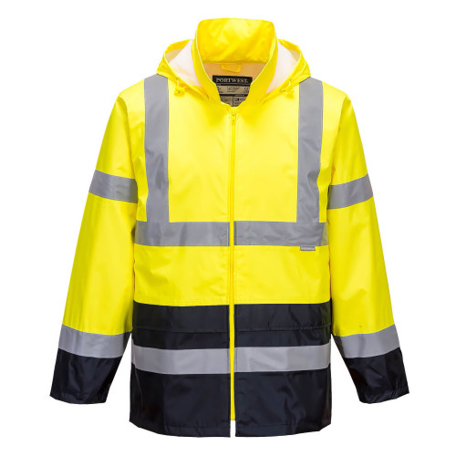 Portwest H443 Classic Two-Tone Jacket - Hi-Vis Waterproof, Yellow/Navy