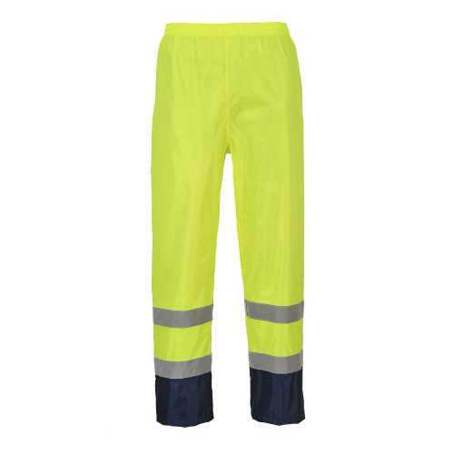 Portwest H444 Classic Two-Tone Trousers - Hi-Vis Waterproof, Yellow/Navy