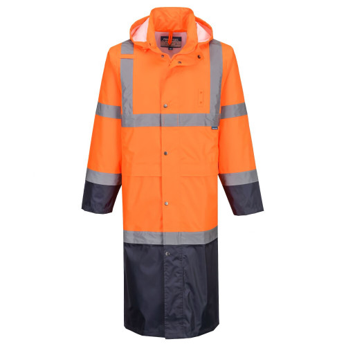 Portwest H446ONR High Visibility Rain Jacket Orange/Navy