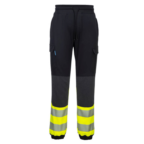 Portwest KX341 PW3 Hi-Vis Flexi Class 1 Jogger Pants, Black/Yellow