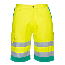 Portwest L043 High Visibility Lightweight Poly-Cotton Bermuda Shorts, Yellow/Teal