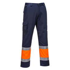 Portwest L049 High Visibility Lightweight Two-Tone Combat Trousers, Orange/Navy