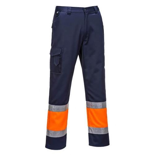 Portwest L049 High Visibility Lightweight Two-Tone Combat Trousers, Orange/Navy