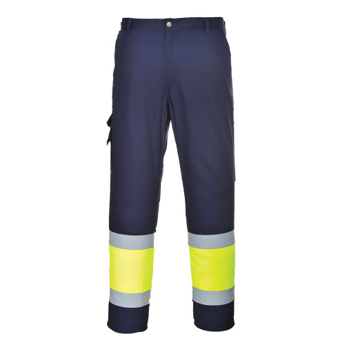 Portwest L049 High Visibility Lightweight Two-Tone Combat Trousers, Yellow/Navy