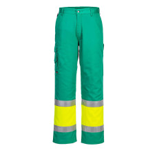 Portwest L049 High Visibility Lightweight Two-Tone Combat Trousers, Yellow/Teal