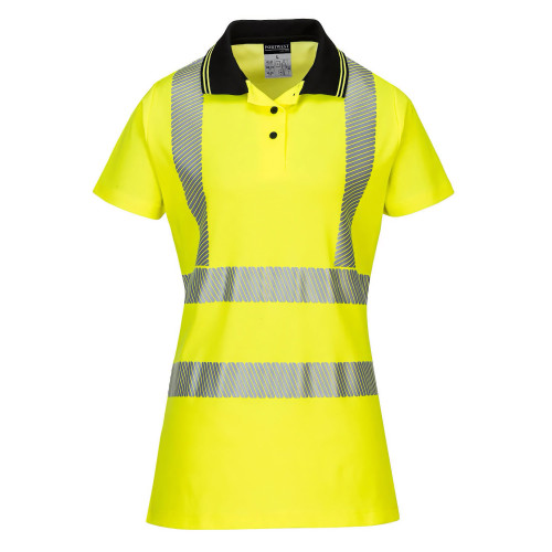 Portwest LW72 Women's Hi-Vis Pro Polo Shirt, Yellow/Black