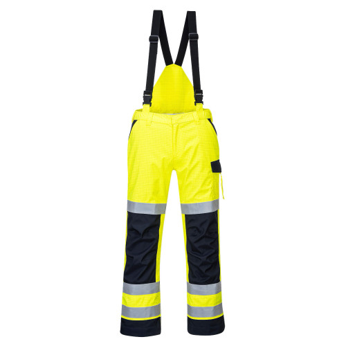Portwest MV71 Pantalone Modaflame impermeabile multi norma Arco elettrico, Giallo/Blu navy