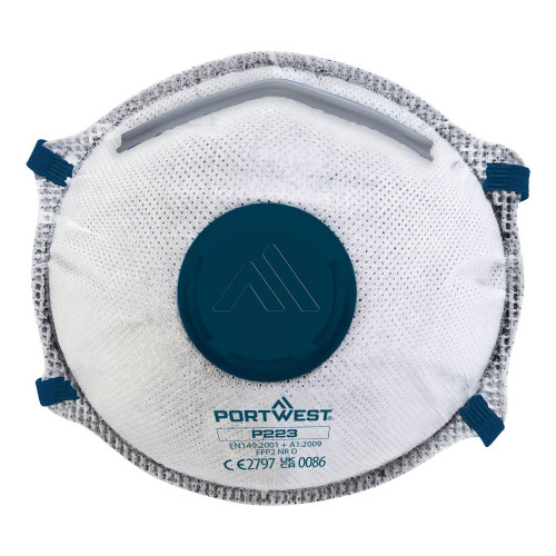 Portwest P223 Mascherina Dolomia con Valvola e Carboni attivi - FFP2, Bianco