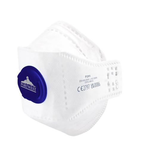 Portwest P291 Mascherina EAGLE FFP2 pieghevole con valvola Dolomite (Pk10), Bianco