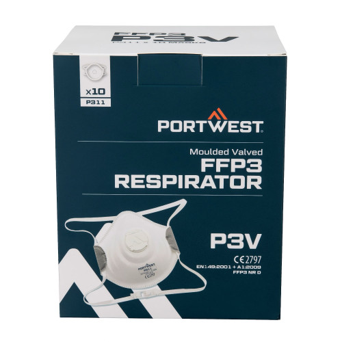 Portwest P311WHR Mascherina antipolvere con Valvola  FFP3 (PK10)