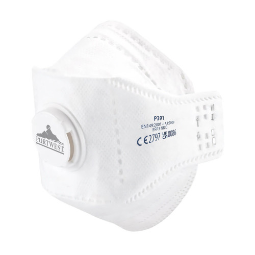 Portwest P391 EAGLE FFP3 - Mascherina Pieghevole Dolomia con Valvola, Bianco