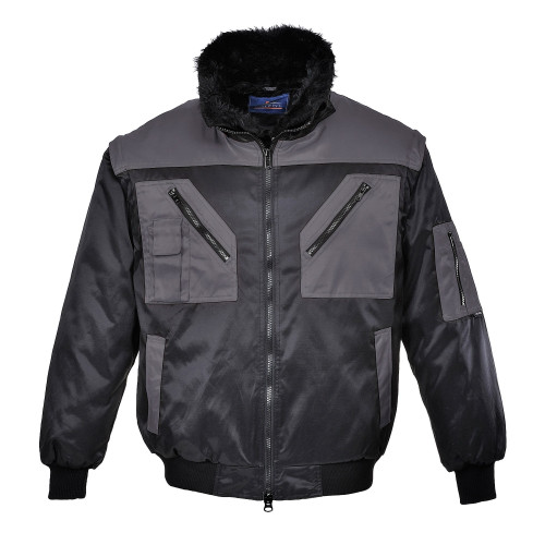 Portwest PJ20 Giacca Pilot Bicolore, Nero/Grigio