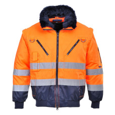 Portwest PJ50 Giacca Pilot Hi-Vis 3 in-1, Arancione/Blu navy