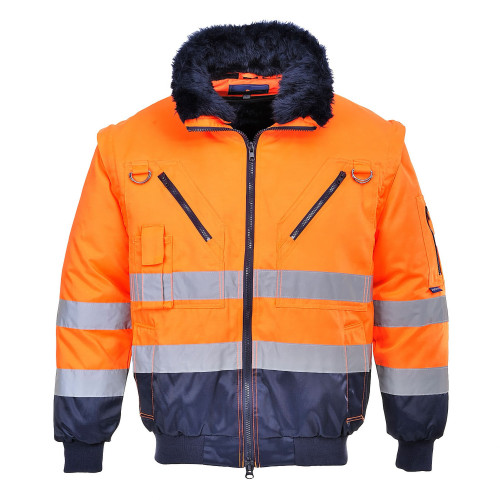 Portwest PJ50 3-in-1 Hi-Vis Pilot Jacket, Orange/Navy