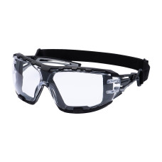 Portwest PR02CLR Anthracite Wrap-Around Plus Safety Glasses with Clear Lenses