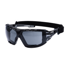 Portwest PR02SKR Anthracite Wrap-Around Plus Safety Glasses with Smoke Lenses