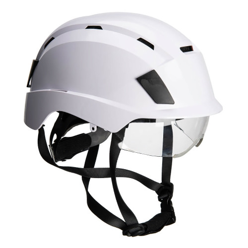 PORTWEST PS80 Helmet with integrated visor, White