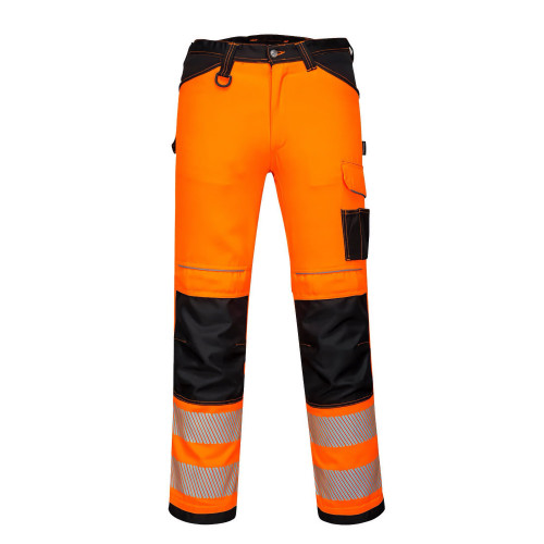 Portwest PW303 High Visibility Lightweight Stretch Trousers, Orange/Black