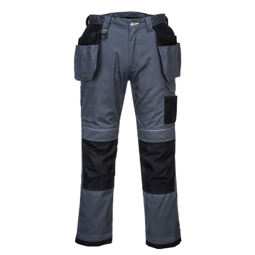 Portwest PW305 PW3 Stretch Holster Work Trousers, Grey/Black
