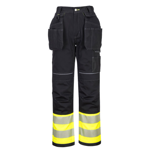 Portwest PW307 PW3 Hi-Vis Holster Class 1 Pants, Yellow/Black
