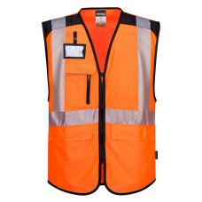 Portwest PW309 PW3 Hi-Vis Executive Vest, Orange/Black