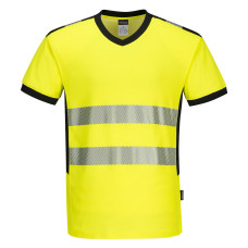 Portwest PW310 Hi-Vis V-Neck T-Shirt, Yellow/Black
