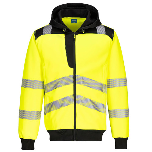 Portwest PW327 PW3 Hi-Vis Hooded Sweatshirt, Yellow/Black