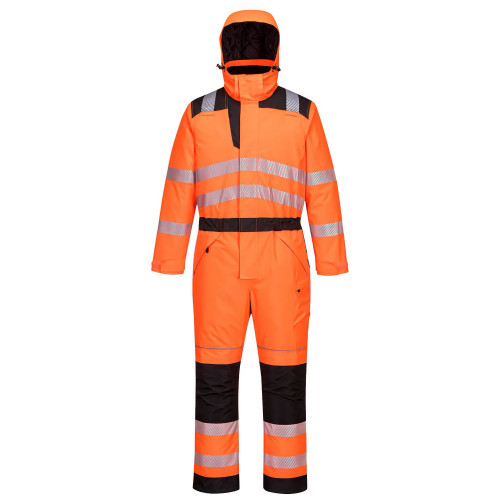 Portwest PW352 High Visibility Winter Coverall, Orange/Black