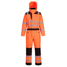 Portwest PW355 High Visibility Winter Coverall, Orange/Black