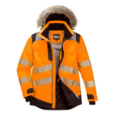 Portwest PW369 PW3 Hi-Vis Parka Winter Jacket, Orange/Black