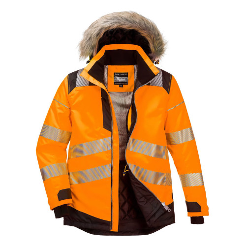 Portwest PW369 PW3 Hi-Vis Parka Winter Jacket, Orange/Black Portwest PW369 PW3 Hi-Vis Parka Winter Jacket, Orange/Black
