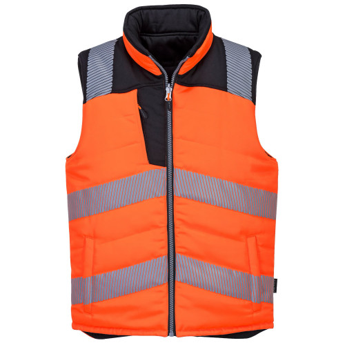 Portwest PW374 PW3 Hi-Vis Reversible Padded Vest, Orange/Black