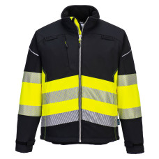 Portwest PW375 PW3 Hi-Vis Class 1 Softshell Jacket, Black/Yellow