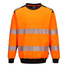 Portwest PW379 PW3 Hi-Vis Crew Neck Sweatshirt, Orange/Black