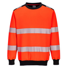 Portwest PW379 Hi-Vis Crew Neck Sweatshirt, Red/Black