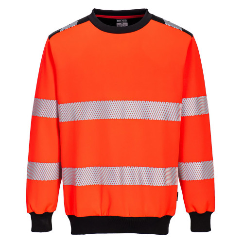Portwest PW379 Hi-Vis Crew Neck Sweatshirt, Red/Black