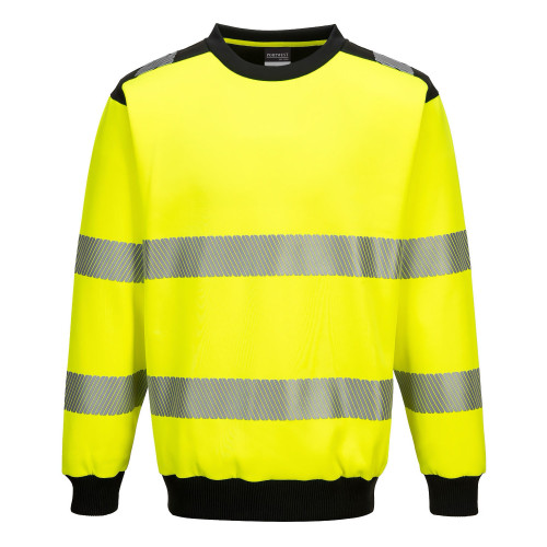 Portwest PW379 Hi-Vis Crew Neck Sweatshirt, Yellow/Black Portwest PW379 Hi-Vis Crew Neck Sweatshirt, Yellow/Black