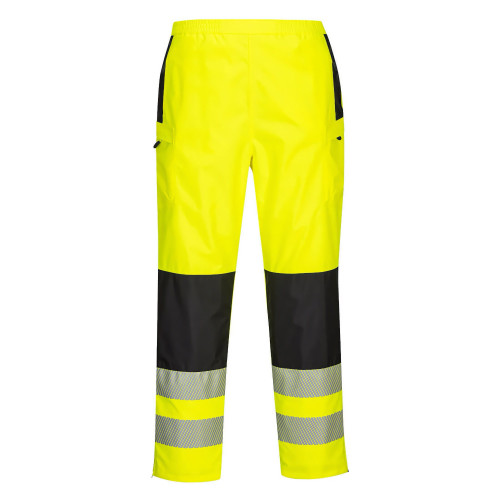 Portwest PW386 Women's Hi-Vis Rain Trousers, Yellow/Black