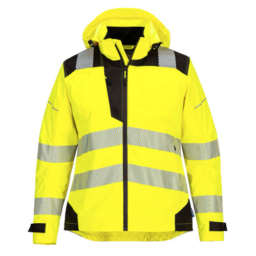 Portwest PW389 Women's Hi-Vis Rain Jacket, Yellow/Black