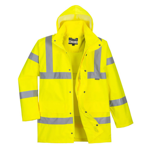 Portwest RT60 Breathable Hi-Vis Rain Traffic Jacket, Yellow