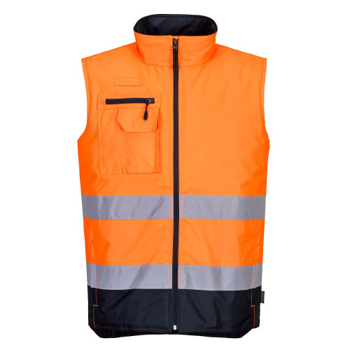 Portwest S267 Two-Tone Hi-Vis Padded Vest, Orange/Navy