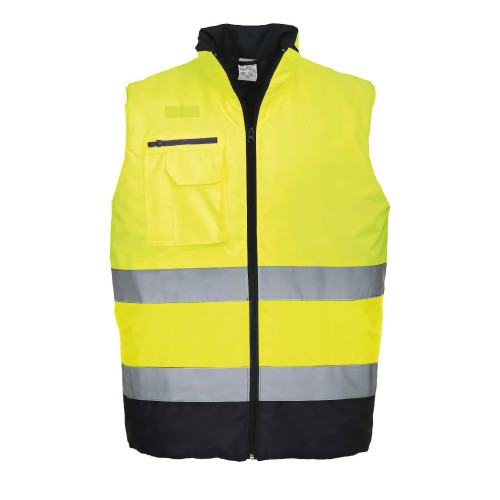 Portwest S267 Two-Tone Hi-Vis Padded Vest, Yellow/Navy