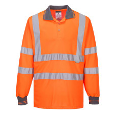 Portwest S277 Hi-Vis Long Sleeve Polo Shirt, Orange