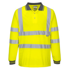 Portwest S277 Hi-Vis Long Sleeve Polo Shirt, Yellow