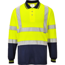 Portwest S279 Polo Bicolore maniche lunghe Hi-Vis, Giallo/Blu navy