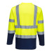 Portwest S280 Two-Tone Cotton Comfort Long Sleeve Hi-Vis T-Shirt, Yellow/Navy Blue