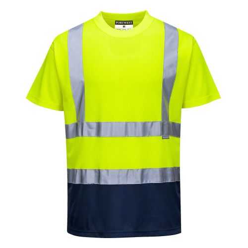 Portwest S378 Two-Tone T-Shirt - Hi-Vis, Yellow/Navy