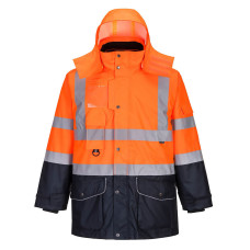 Portwest S426 7-in-1 Hi-Vis Two-Tone Traffic Jacket, Orange/Navy