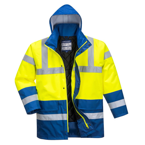 Portwest S466 Two-Tone Hi-Vis Traffic Jacket, Yellow/Royal